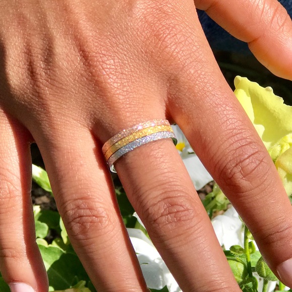 Gold Stardust Gold stacking ring set gift for her